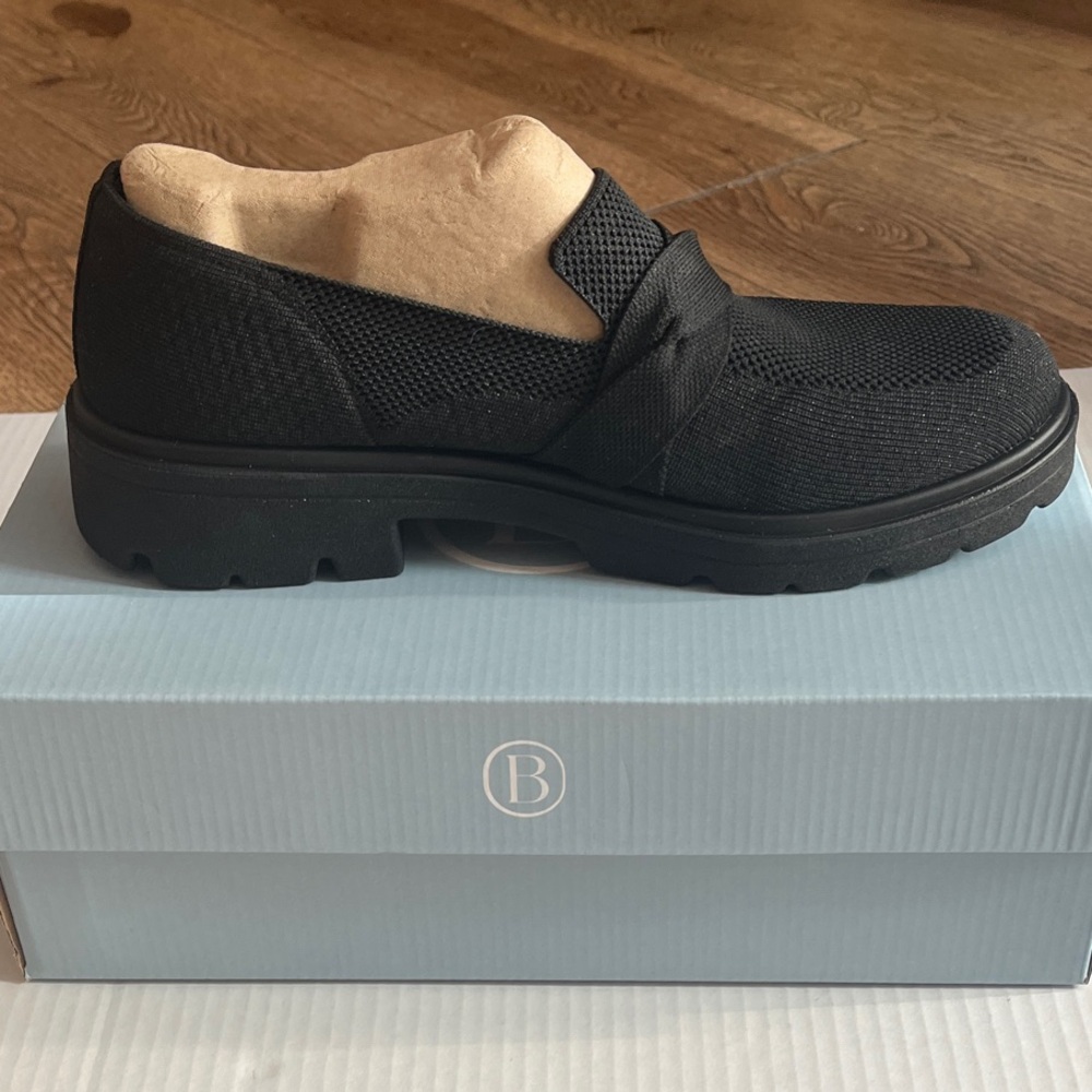 Life Stride Black Mesh Slip-On Loafers